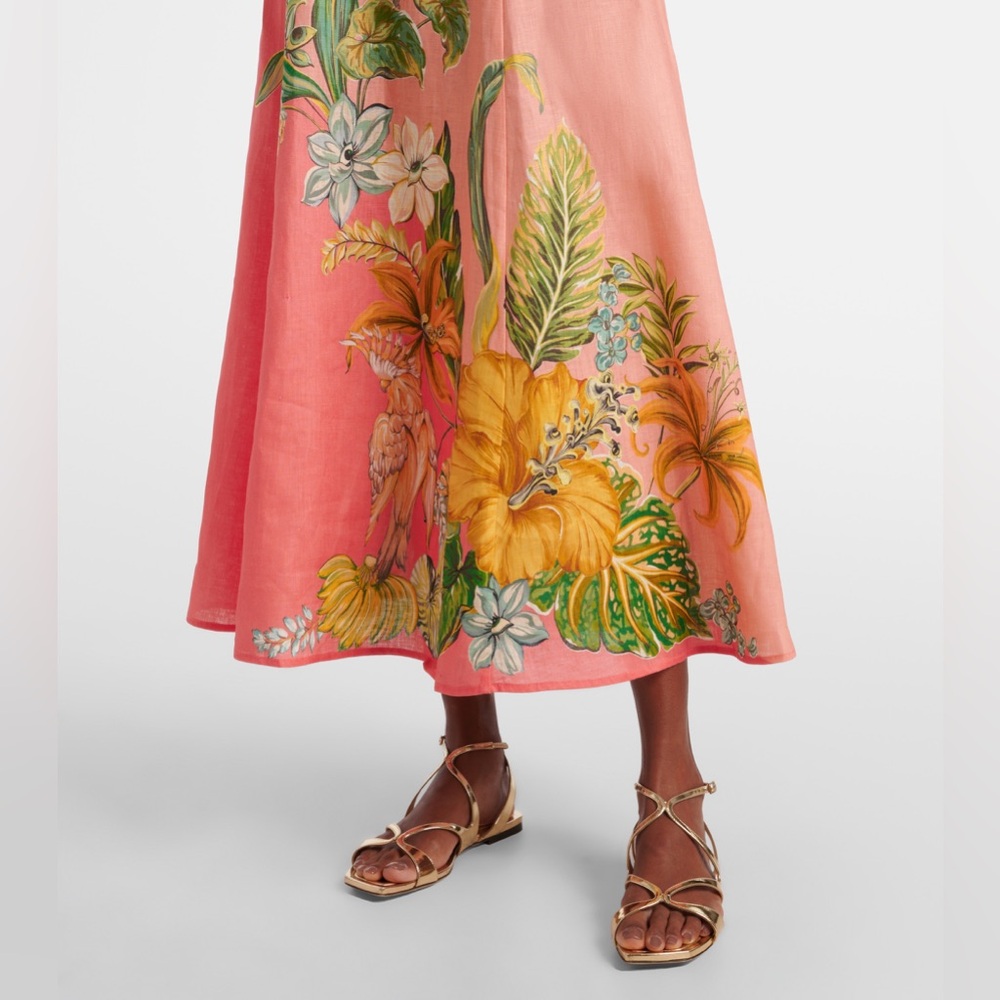 ALEMAIS Anika floral linen Coral Maxi Dress - Picture 4 of 8